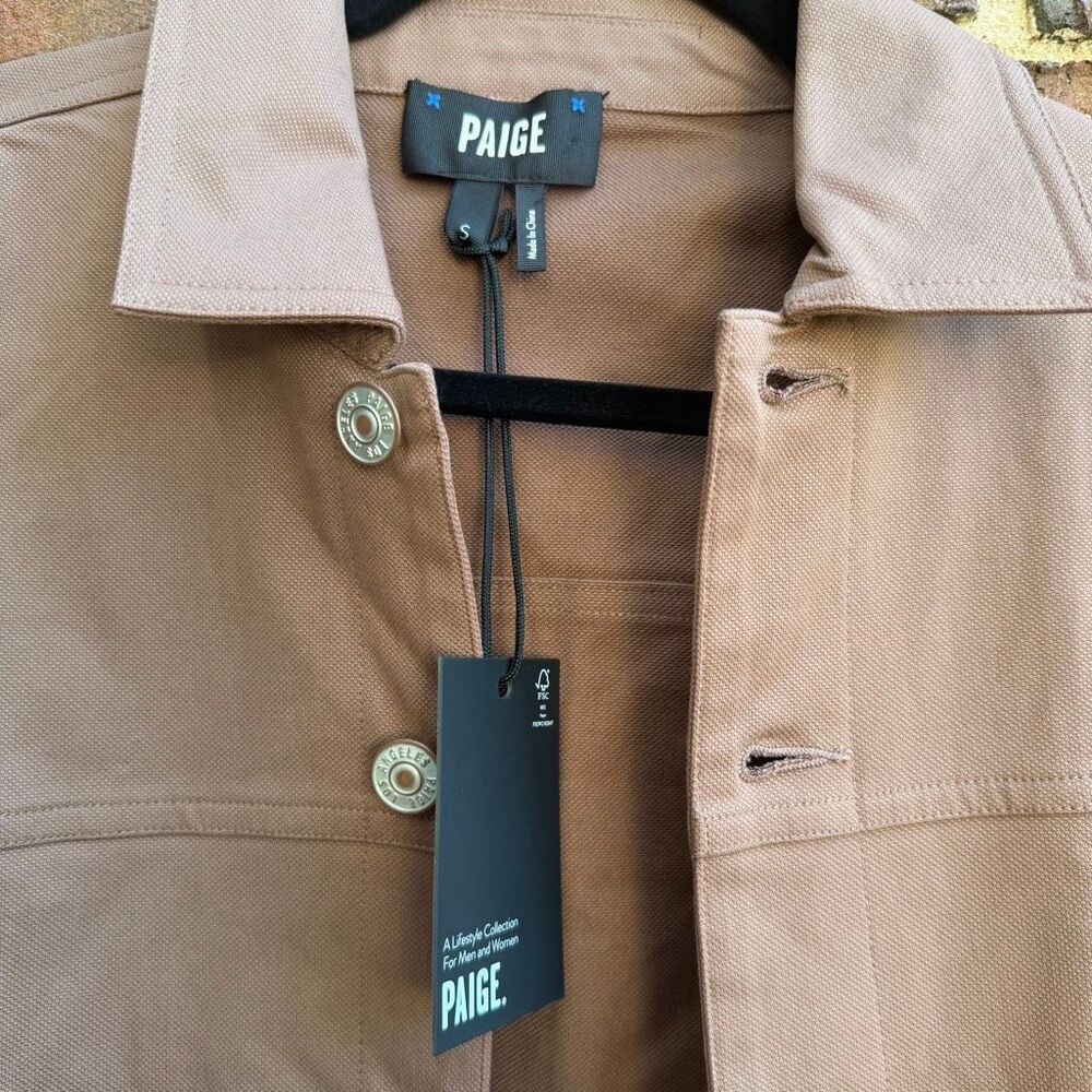 PAIGE $500 Elsmar Jacket Deep Mauve Cotton Blend Mens S NWT - Picture 7 of 12